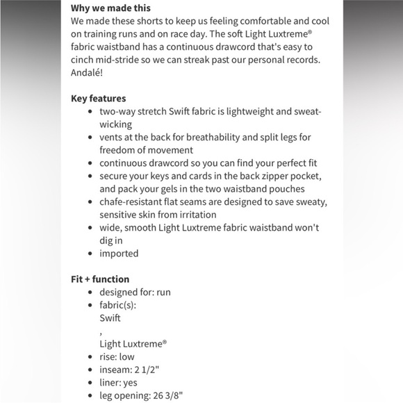 Lululemon speed short 2.5”,*LR, 2-Way Stretch, Size 4 - Picture 4 of 8